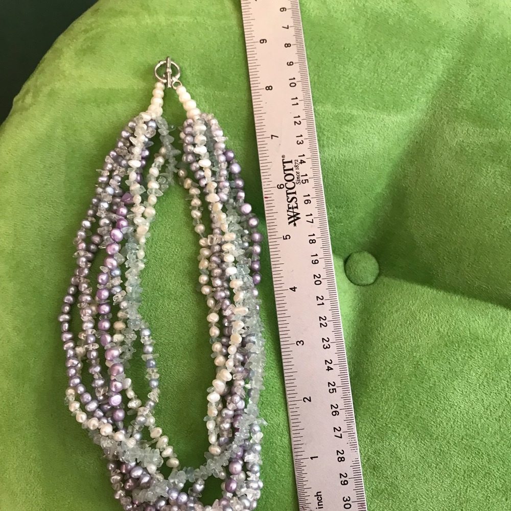 Freshwater pearl and Aquamarine necklace - Picture 7 of 7